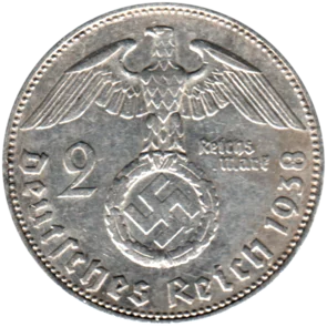 Preview 2 Reichsmarks, 1938 reverse