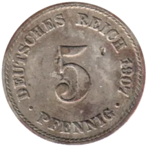 Preview 5 Reichspfennigs, 1907 reverse