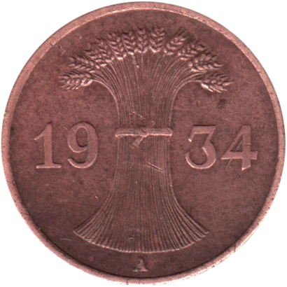 1 Reichspfennig, 1934 Obverse