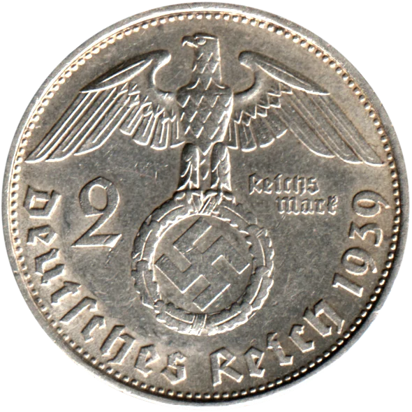 2 Reichsmarks, 1939 Reverse