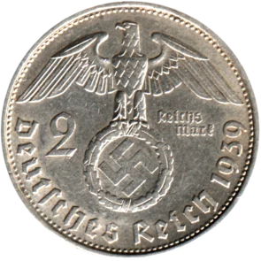 Preview 2 Reichsmarks, 1939 reverse