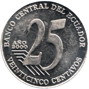 Preview 25 centavos, 2000 reverse