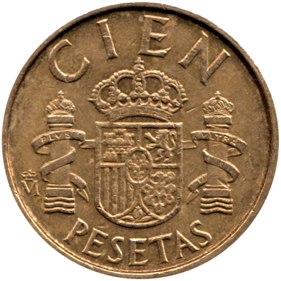 100 Pesetas, 1989 Reverse