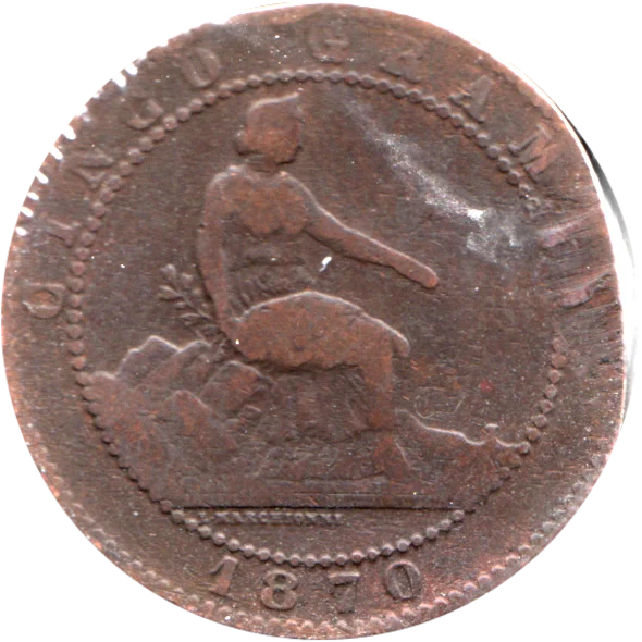 5 céntimos, 1870 Reverse