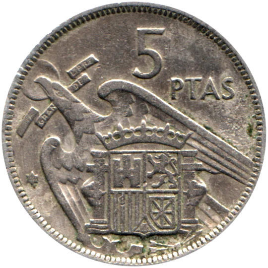 5 Pesetas, 1959 Reverse