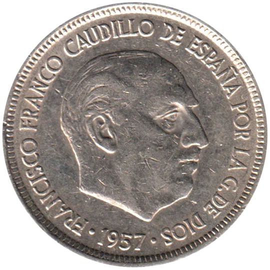 5 Pesetas, 1968 Obverse