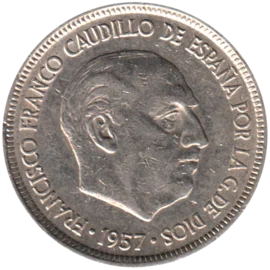 Preview 5 Pesetas, 1968 obverse