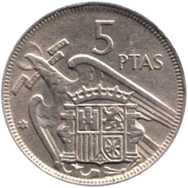 Preview 5 Pesetas, 1968 reverse