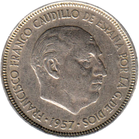 5 Pesetas, 1958 Obverse