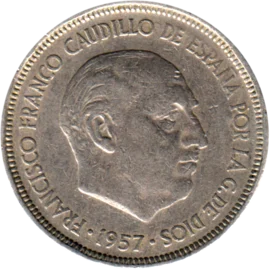 Preview 5 Pesetas, 1958 obverse