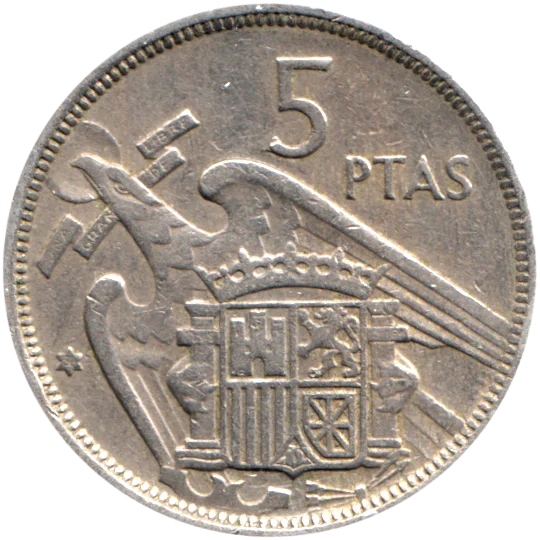 5 Pesetas, 1958 Reverse