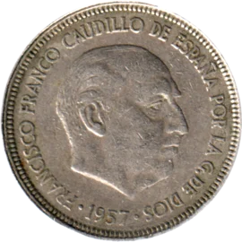 Preview 5 Pesetas, 1965 obverse