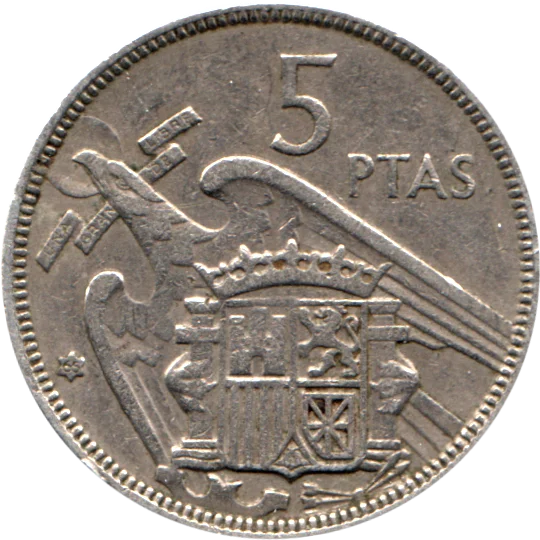 5 Pesetas, 1965 Reverse