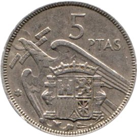 Preview 5 Pesetas, 1965 reverse
