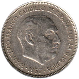 Preview 5 Pesetas, 1971 obverse