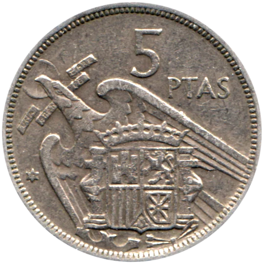5 Pesetas, 1971 Reverse
