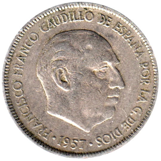 5 Pesetas, 1960 Obverse
