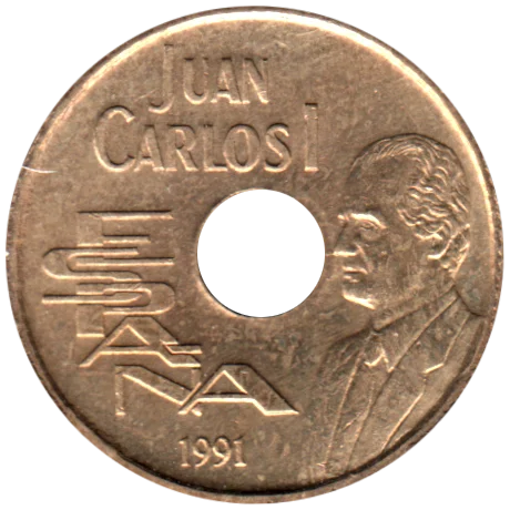25 Pesetas, 1991 Obverse