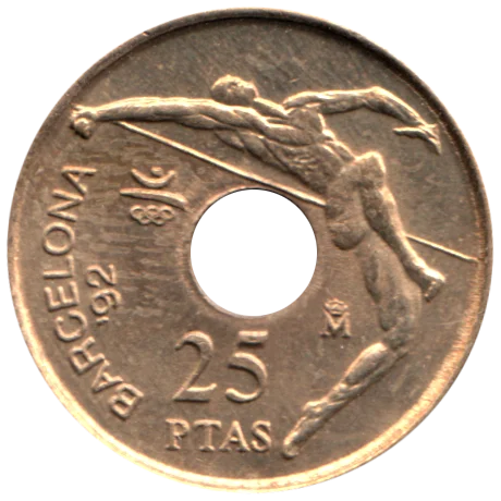 25 Pesetas, 1991 Reverse