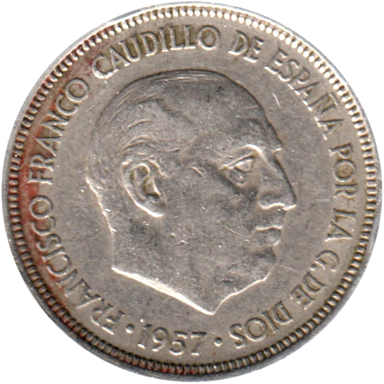 5 Pesetas, 1967 Obverse