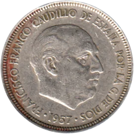Preview 5 Pesetas, 1967 obverse