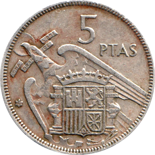 5 Pesetas, 1967 Reverse