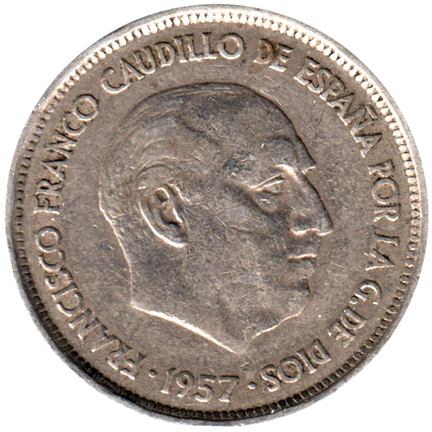 25 Pesetas, 1958 Obverse