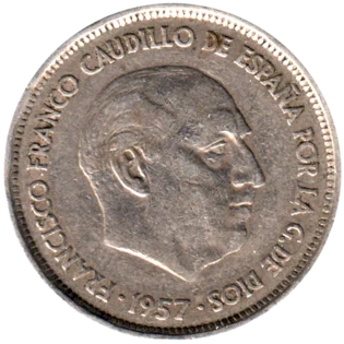 Preview 25 Pesetas, 1958 obverse