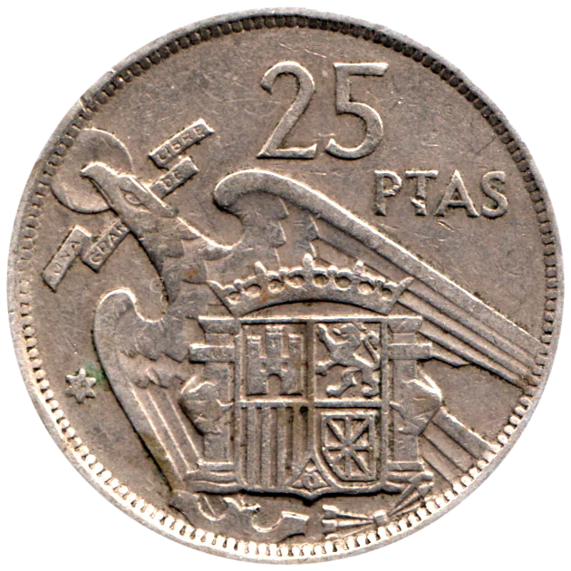 25 Pesetas, 1958 Reverse