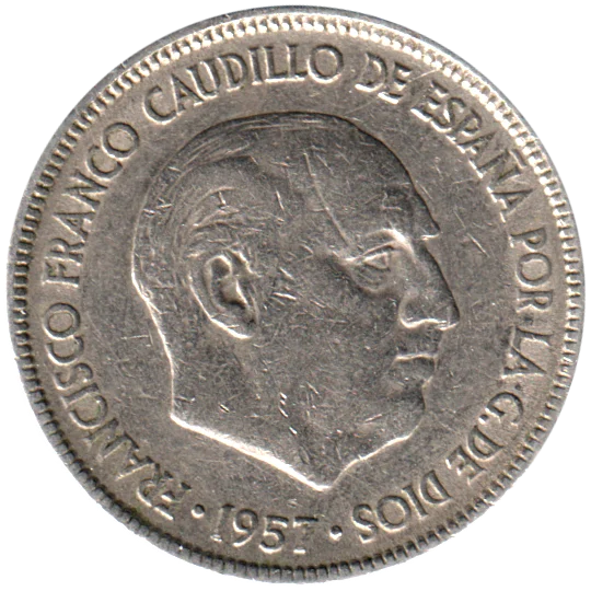 5 Pesetas, 1961 Obverse