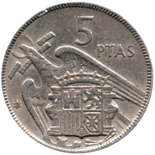 5 Pesetas, 1961 Reverse