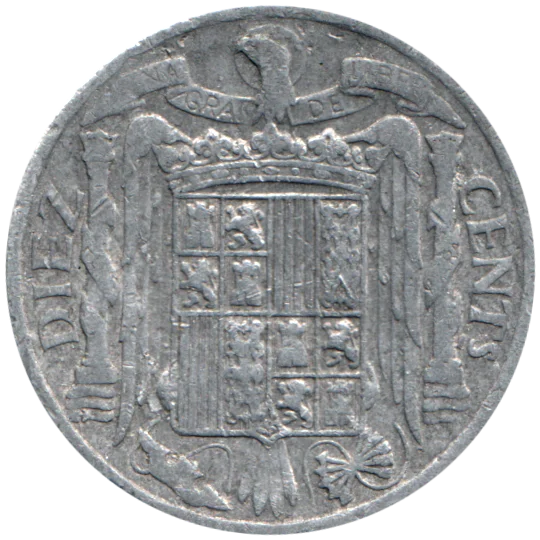 10 céntimos, 1945 Obverse