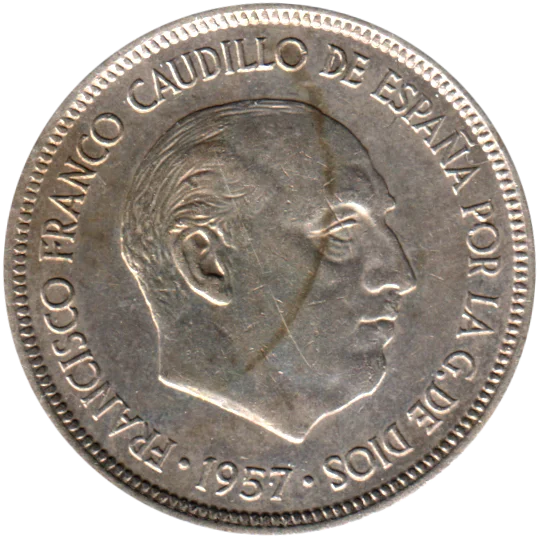 5 Pesetas, 1973 Obverse