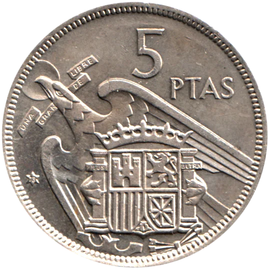 5 Pesetas, 1973 Reverse