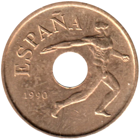 25 Pesetas, 1990 Obverse