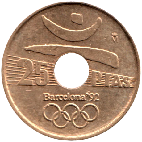25 Pesetas, 1990 Reverse