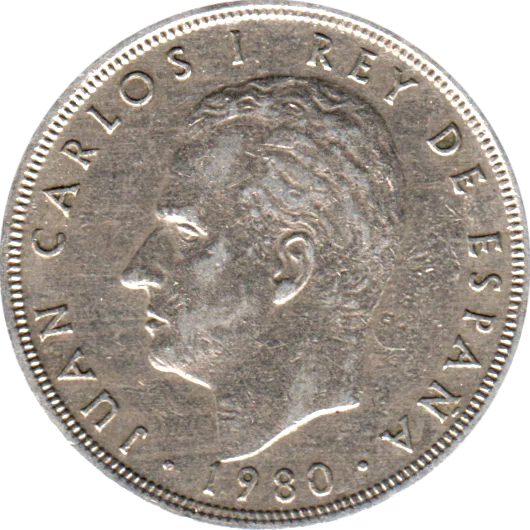 5 Pesetas, 1980 Obverse