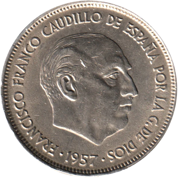 25 Pesetas, 1968 Obverse