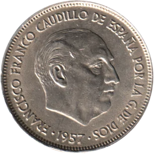 Preview 25 Pesetas, 1968 obverse