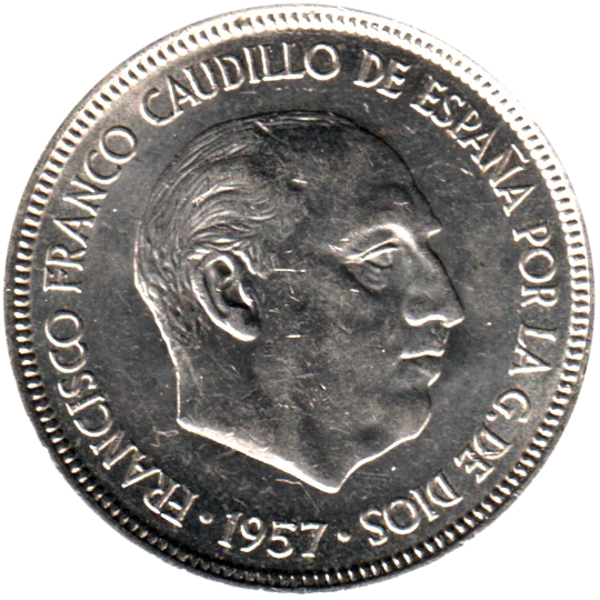 5 Pesetas, 1975 Obverse