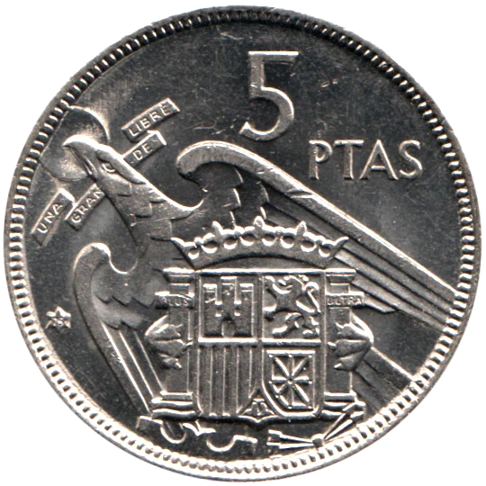 5 Pesetas, 1975 Reverse