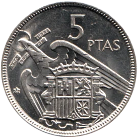 Preview 5 Pesetas, 1975 reverse