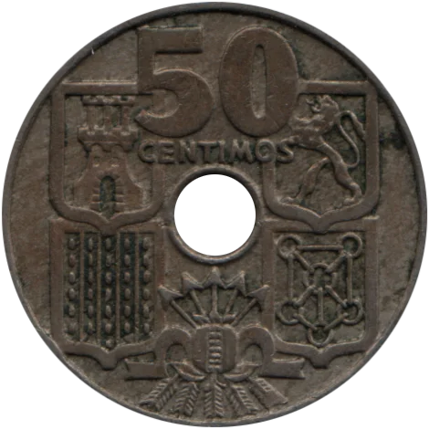 50 céntimos, 1952 Reverse