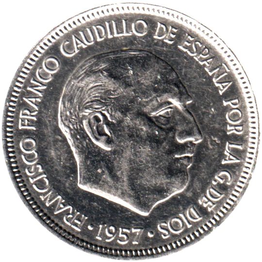 5 Pesetas, 1972 Obverse