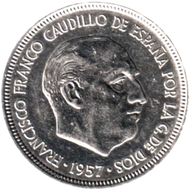 Preview 5 Pesetas, 1972 obverse