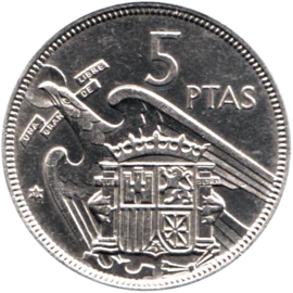 Preview 5 Pesetas, 1972 reverse