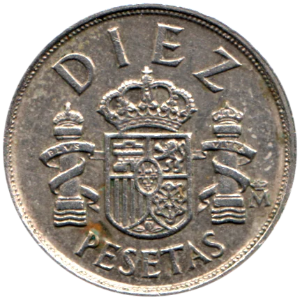 10 Pesetas, 1983 Reverse