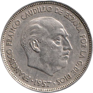 Preview 25 Pesetas, 1967 obverse