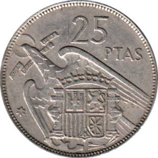 Preview 25 Pesetas, 1967 reverse