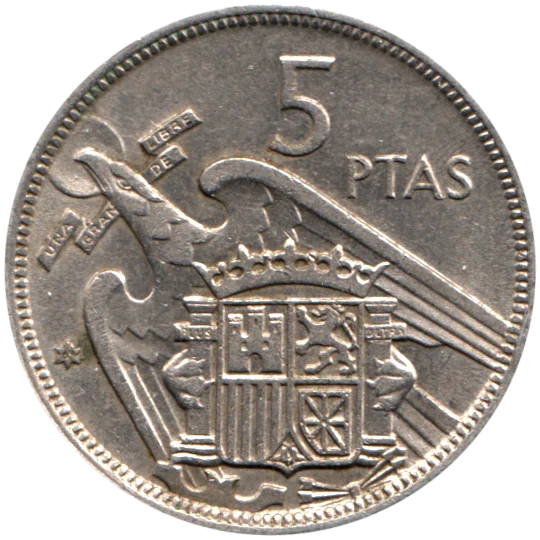 5 Pesetas, 1969 Reverse